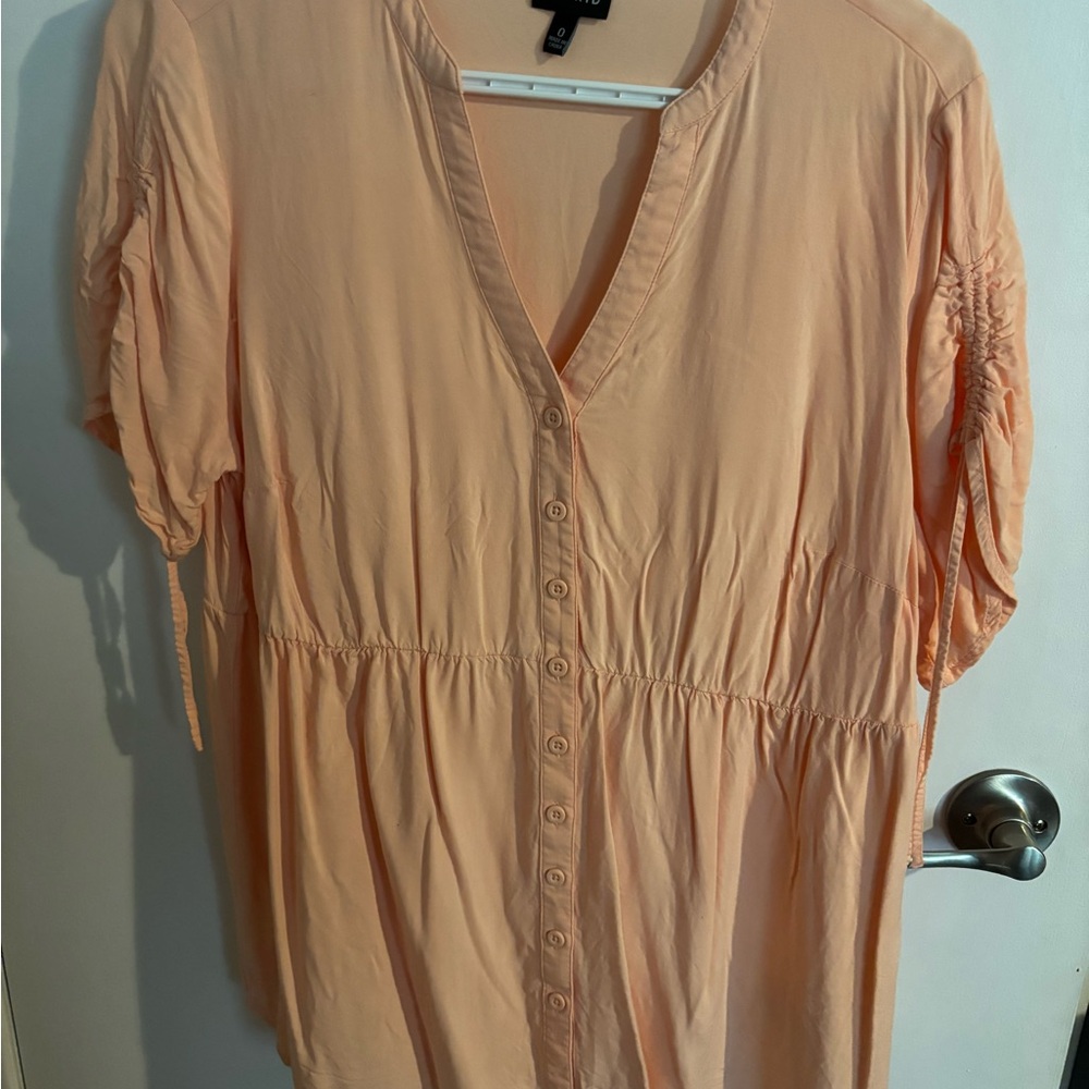 Torrid Peach V-Neck Button-Down Blouse